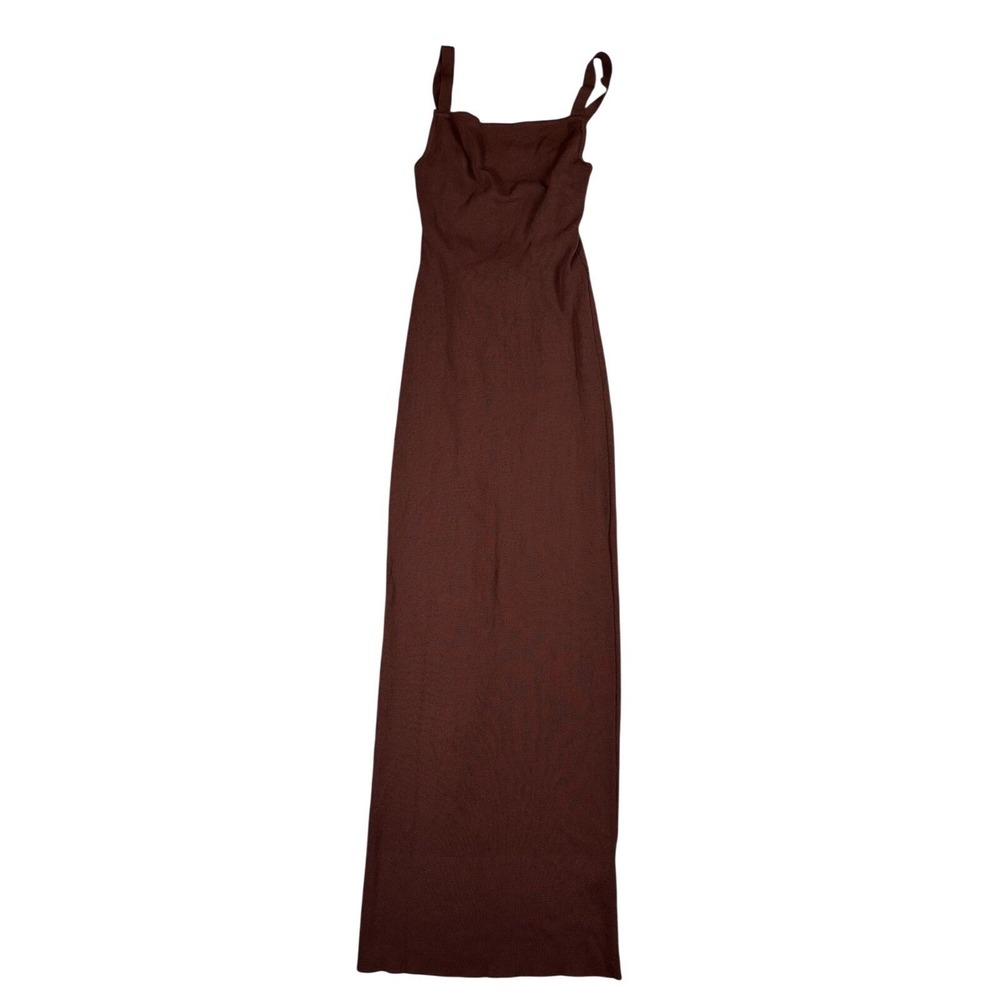 ZARA Knit Twist Back‎ Cutout Maxi Dress Brown/Maroon Bodycon Backless Size M